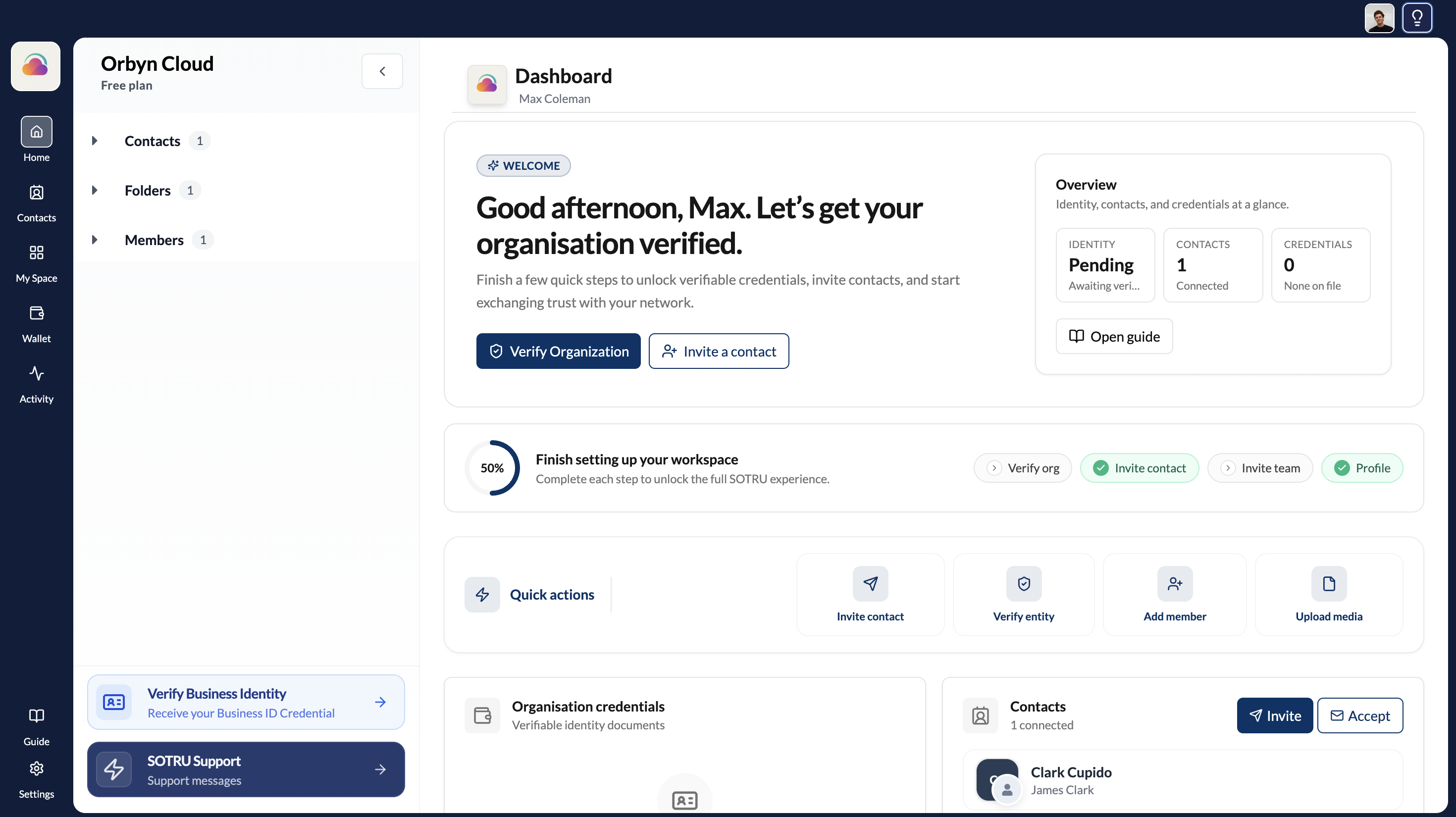 Organisation workspace active