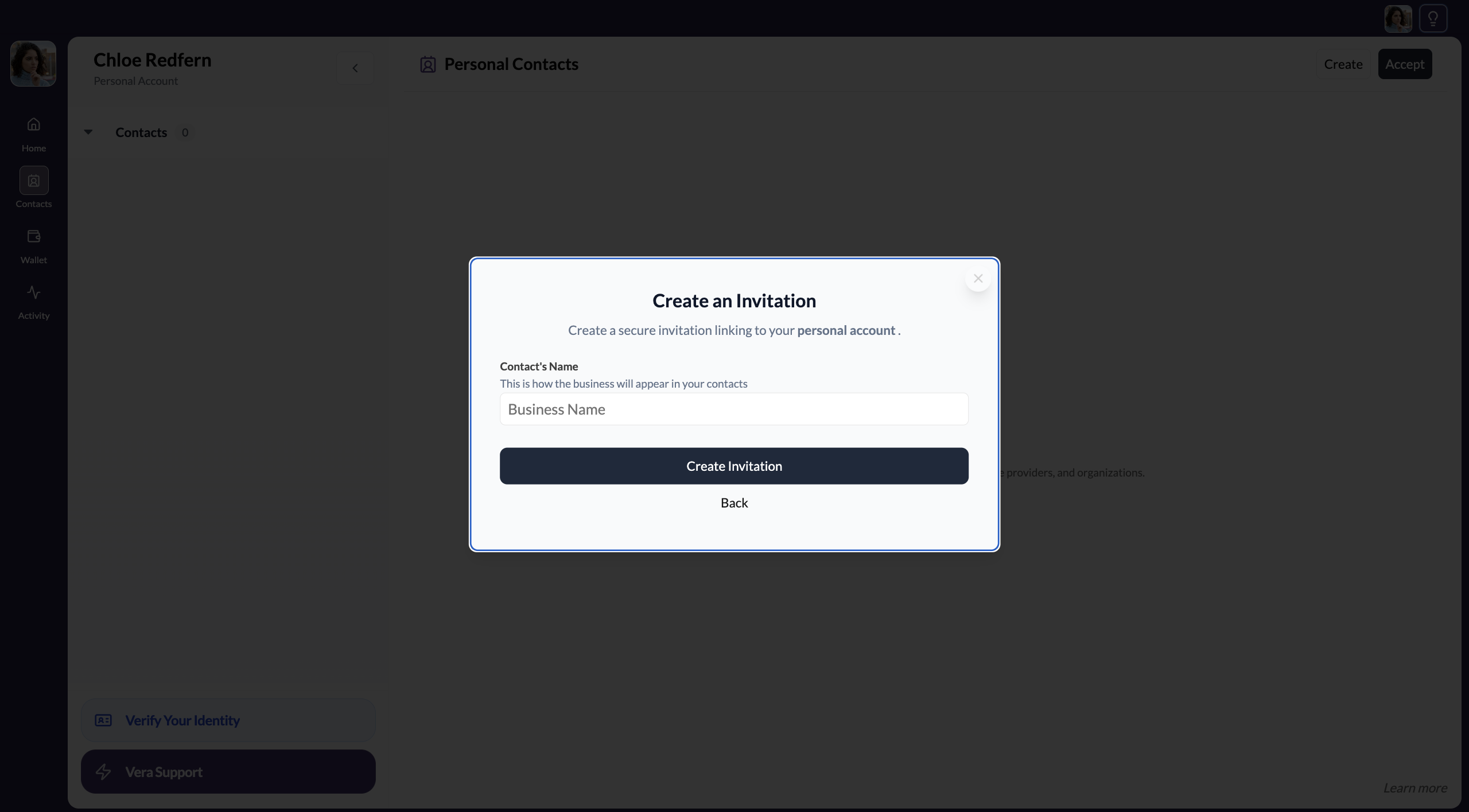 Invite a contact