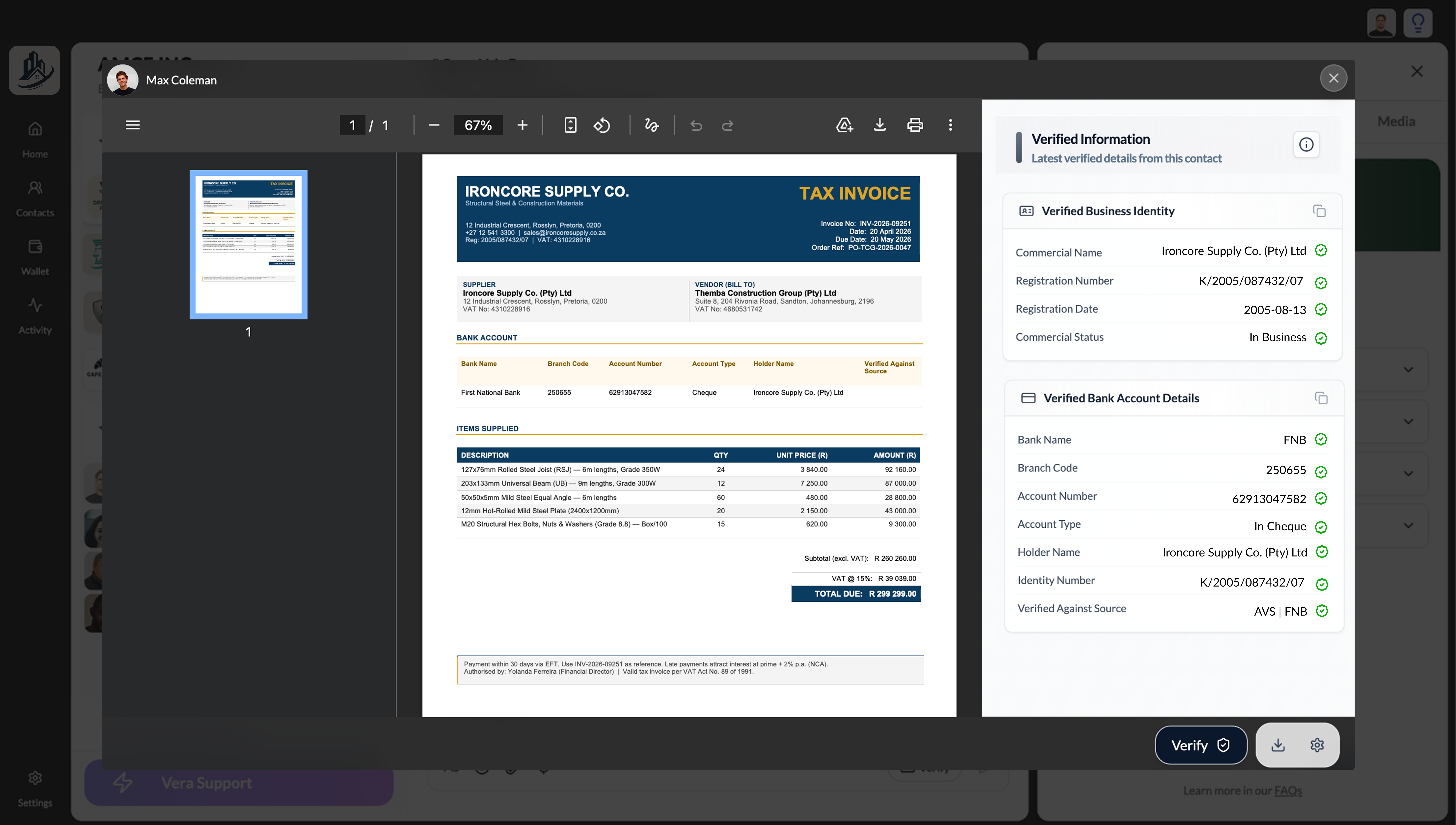 Verify an invoice