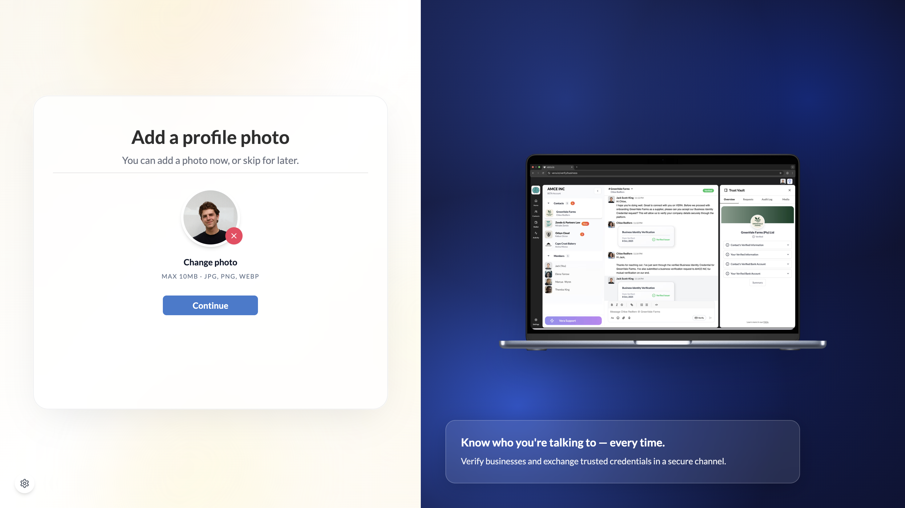 Add personal profile photo or skip
