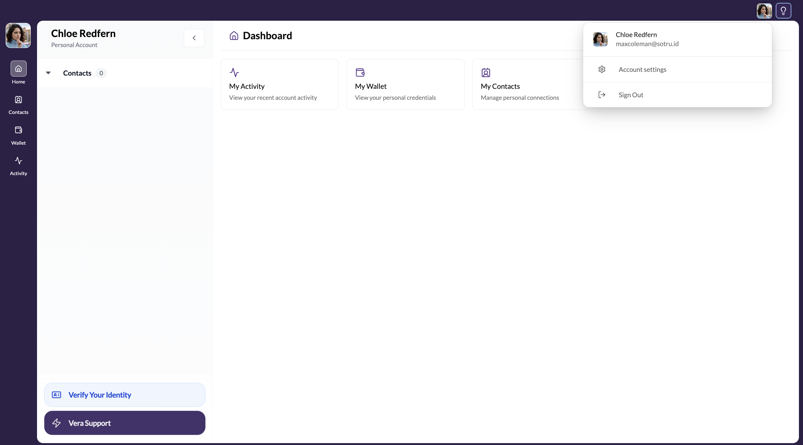 Settings access from sidebar